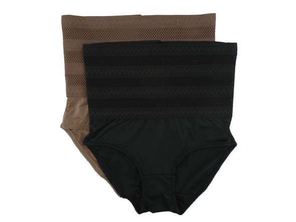 8710432HK/HB , Prima Valentina - Women's 2Pk High Waisted Panties (S-XL) Golden Cocoa/Black