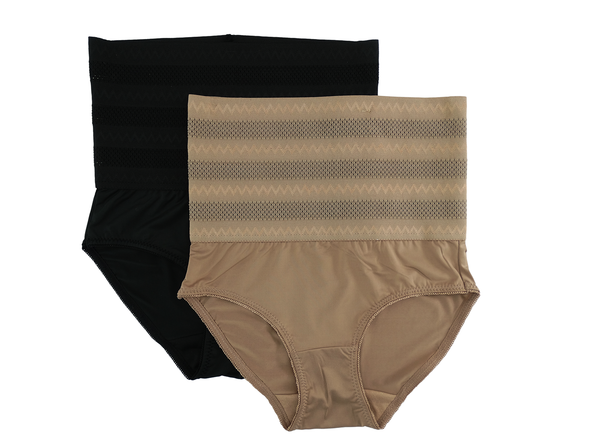 8710432HK/HB , Prima Valentina - Women's 2Pk High Waisted Panties (S-XL) Golden Cocoa/Black