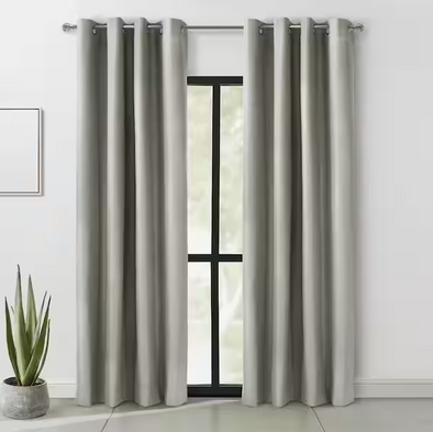 One Solid Grommet Top Drapery Panel Twilight II Blackout Curtain (54X84 IN Silver Grey)