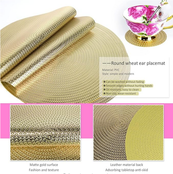 Collins 4pc Place Mat (15X15 IN Gold)