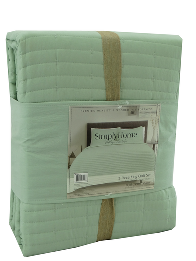 Simply Home - 3Pc Full/Queen Quilt Set - Sage/Sage
