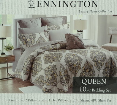 Pennington - Barton 10Pc Crinkle Queen Comforter - Yellow