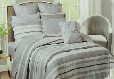 Pennington - Bellington Stripe 10Pc Crinkle King Comforter - Grey