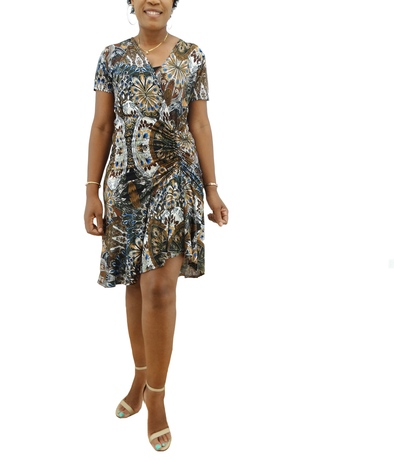 D9974, Anna Morgan Women's Printed Dress - S-XL