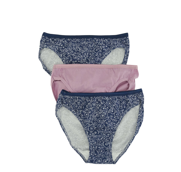 FBIK3, Fruit of The Loom Tag Free 3Pk Women Cotton Bikini Panties