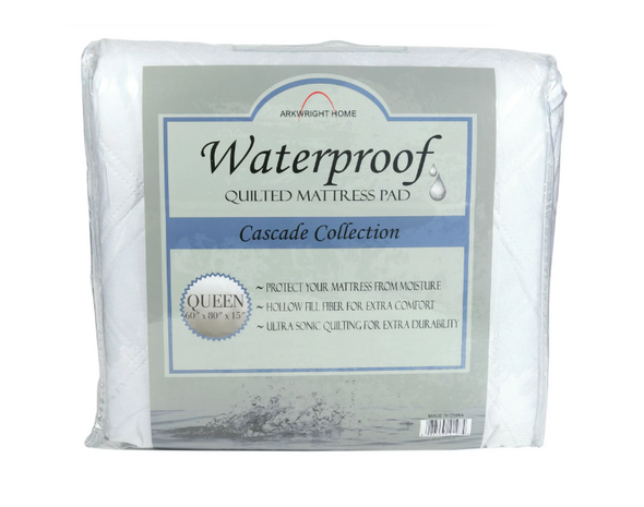 Cascade Collection Waterproof Mattress Pad Queen (WHITE)