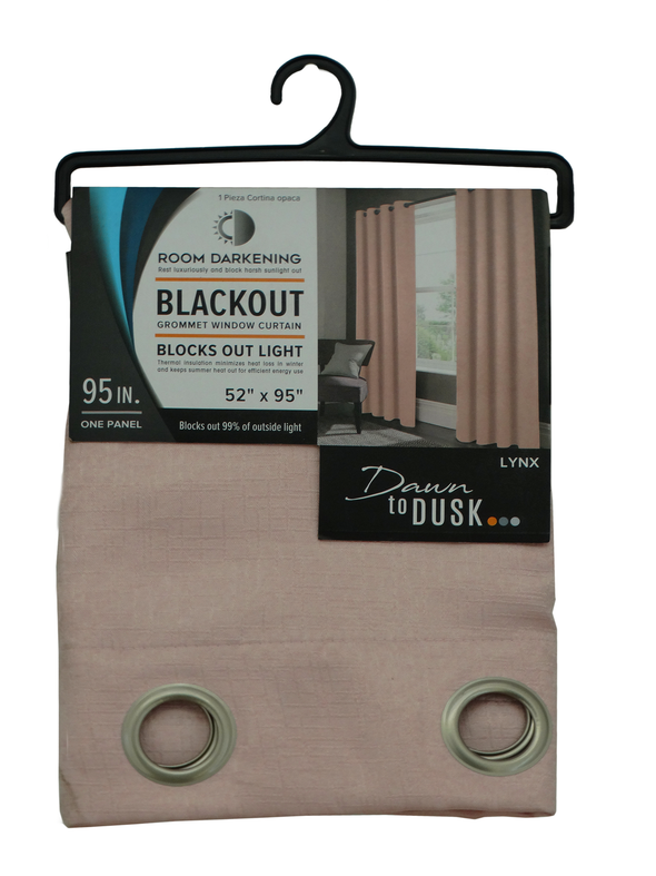 Lynx Dawn to Dusk Blackout Grommet Curtain 52x95 (Blush)