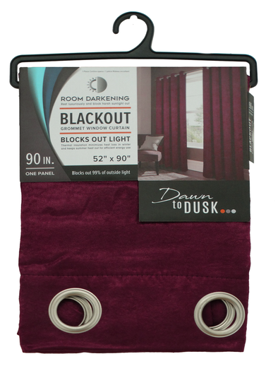 Nora Dawn to Dusk Blackout Grommet Curtain 52x90 (Burgundy)