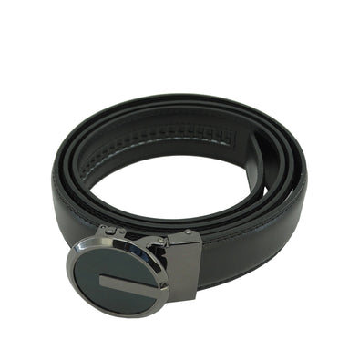 RT027, Revonah Men's Leather Track Belt - Blk (One Size)