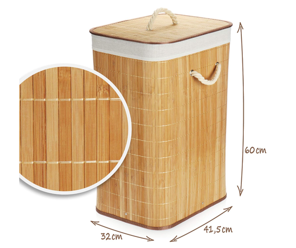 SSB0650AA, Bamboo Laundry Basket - Square