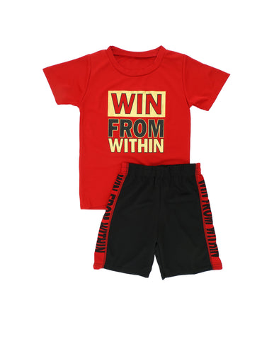 Boys' 2PC First Impression, 'Win From Within' Graphic Shorts Set
