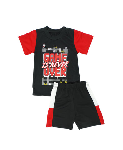 Boys' Toddler, 2 PC First Impression, 'Game is Never Over' Graphic Outfit