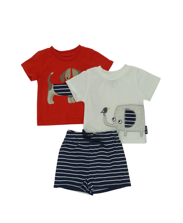 Newborn Boys' 3 PC Kids Land, T-Shirt & Shorts Set