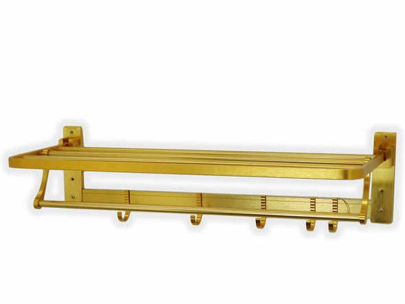 5502-5151,  Metal Bath Shelf W/Towel Holder Gold