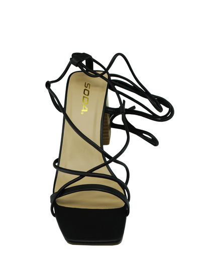Ladies' Soda Evelyn-S Chunky Heel Strappy Sandals - Black