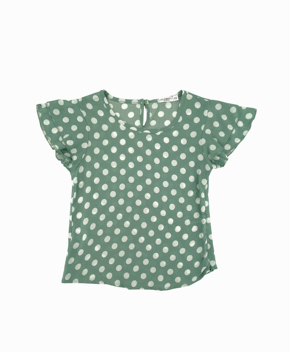 Girls' Celebrity Collection, Polka Dot Double Layer Sleeve Top