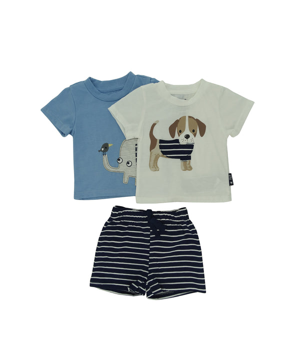 Newborn Boys' 3 PC Kids Land, T-Shirt & Shorts Set