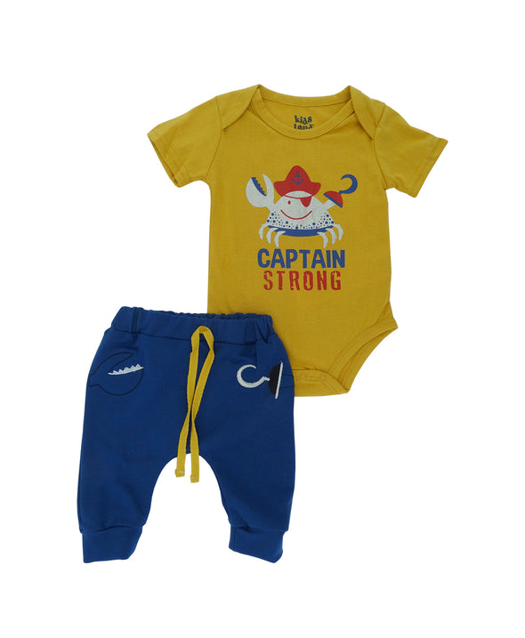 Newborn Boys' 2 PC Kids Land, 'Captain Strong' Graphic PJ Pants Set