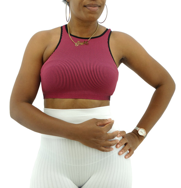 Ladies' Cotton Candy Sweet Collection Striped Crop Top