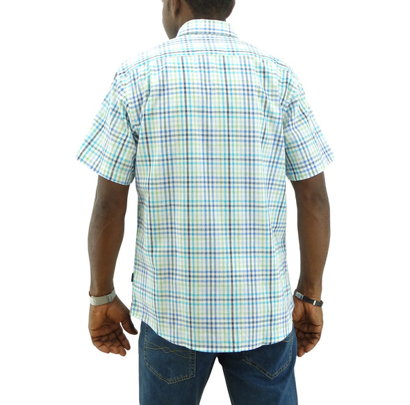 Men's Jordache, Classic Fit Plaid Turquoise Casual Shirt