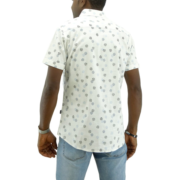 Men's Jordache, Slim Fit White/Blue Printed Casual Shirt