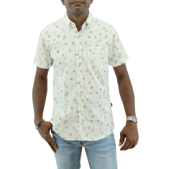 Men's Jordache, Slim Fit White/Blue Printed Casual Shirt