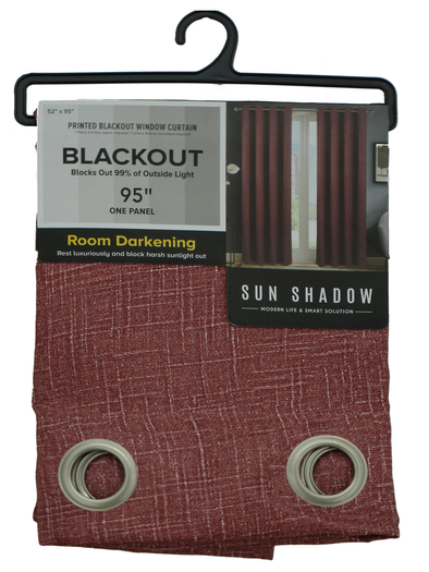 Sofia Room Darkening Blackout Grommet Curtain 52x95 (Burgundy)