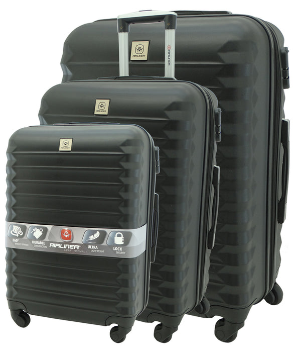 1597BK1, 24" Airliner, Medium Hardshell Spinner Suitcase - Black