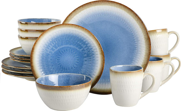 13093816, Gibson Elite-Moonstruck 16pc Dinnerware Set-Blue