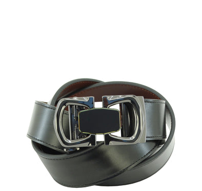 V532, Valentini Men's Leather Track Belt - Blk (One Size)