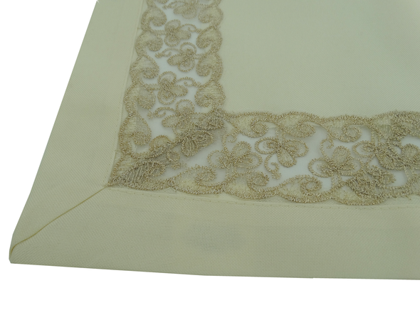 YMF Luxury Embroidered Table Runner 14X54 Beige & Gold