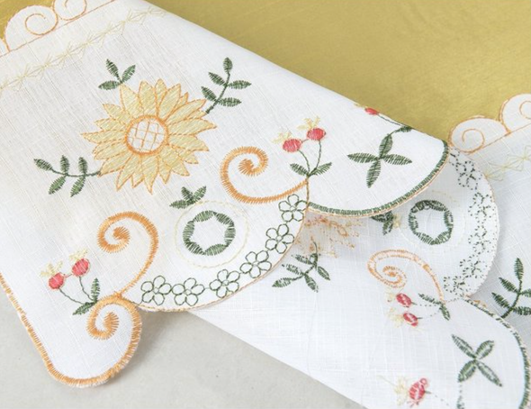 Daisy Monarch Embroidered Kitchen Valance and Tier Set