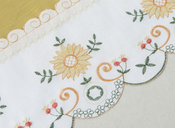 Daisy Monarch Embroidered Kitchen Valance and Tier Set