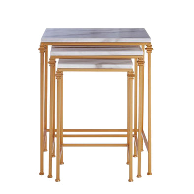 3Pc Faux Marble Nesting Tables