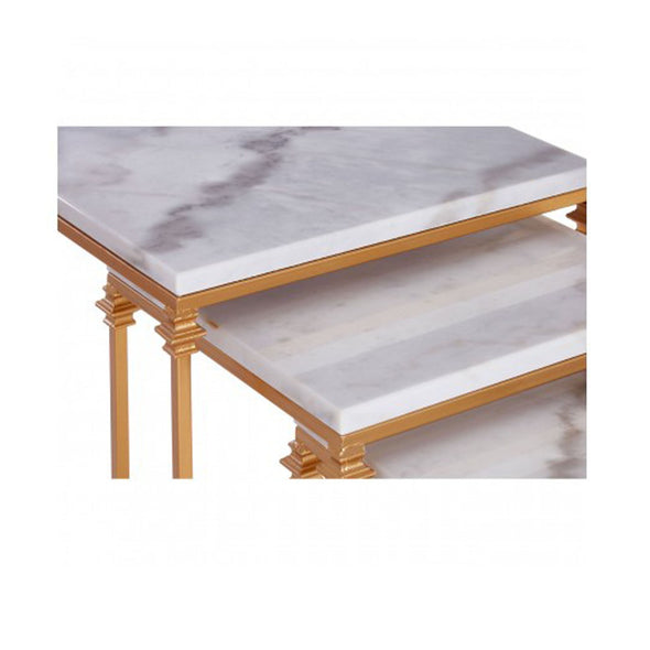 3Pc Faux Marble Nesting Tables