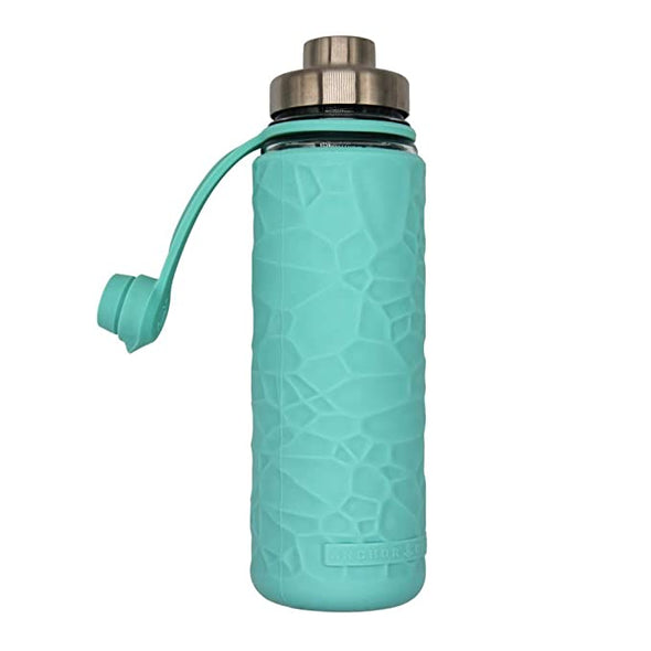 Glass Bottle W/Sleeve Aqua
