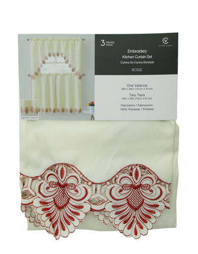 Rosie Embroidery Kitchen Curtain Set