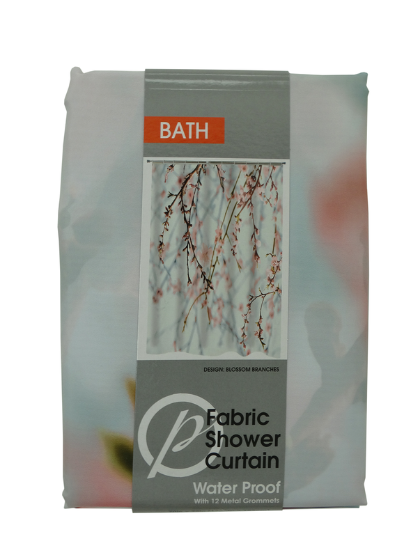 Blossom Branches Fabric Shower Curtain With 12 Metal Grommets