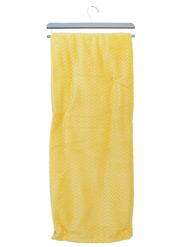 Herringbone Velvet Plush Throw (Oversized) Yellow