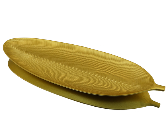 Oval Decorative Leaf Tray (Gold)