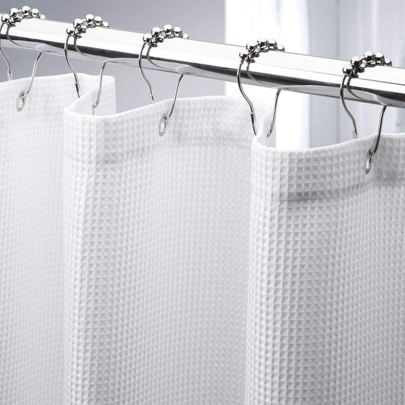 Fabric Curtain/Liner Embossed Microfiber 12 Metal Grommets (White)