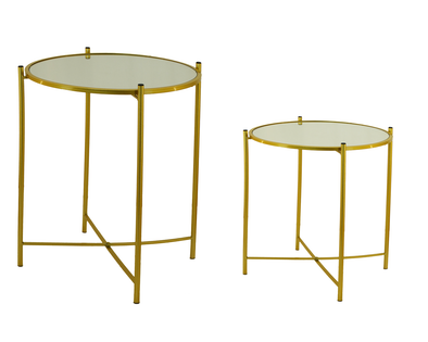 2Pc Mirror Accent Tables