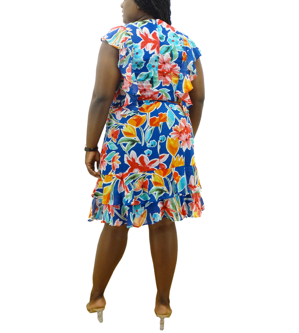 Ladies' ILE S/Sleeve Chiffon W/Belted Dress (Printed)
