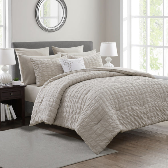 10 PC Tina Beverly Hills Queen Comforter Set Taupe
