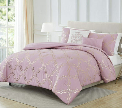 Adriana 5 PC Queen Comforter Set Pink