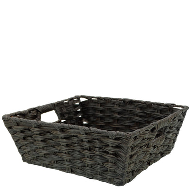 Decorative Dark Faux Rattan Basket 5IN