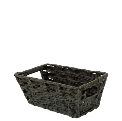 Decorative Dark Faux Rattan Basket Small