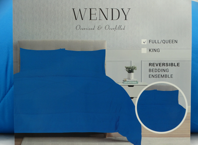 BCSFQ39956, 3PC Wendy Reversible Bedding Ensemble Full/Queen Comforter Set (Blue)