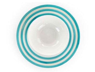 Gibson Home Sunset Stripes Fine Ceramic Dinner Plate-Blue