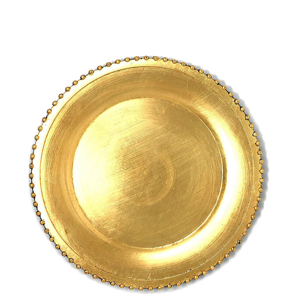 Round Beaded Edge Gold Charger Plate
